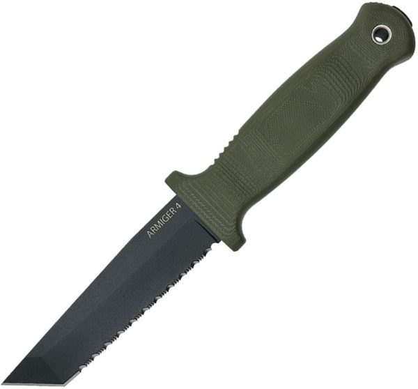 Demko Armiger 4 Tanto Serrated OD Green