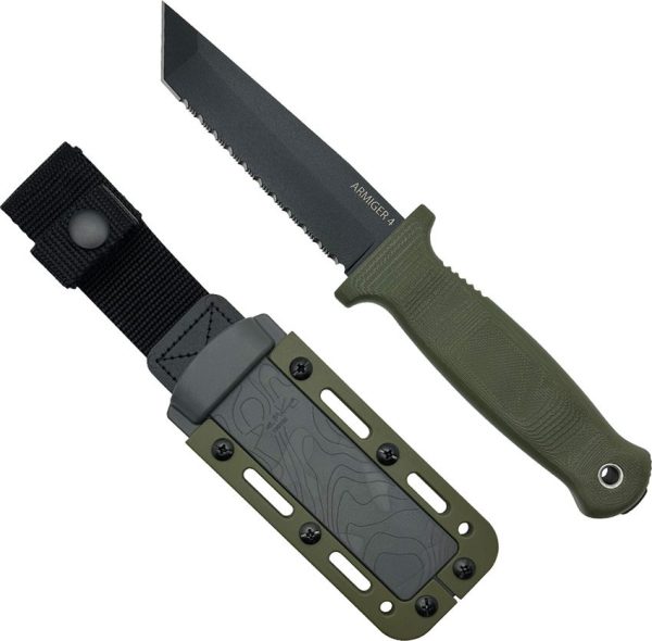 Demko Armiger 4 Tanto Serrated OD Green
