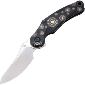 DOTS Gear Grebe Framelock CPM-20CV Black Titanium Folding Knife