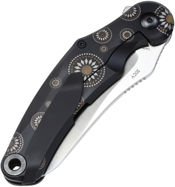 DOTS Gear Grebe Framelock CPM-20CV Black Titanium Folding Knife