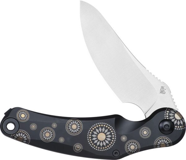 DOTS Gear Grebe Framelock CPM-20CV Black Titanium Folding Knife