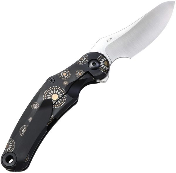DOTS Gear Grebe Framelock CPM-20CV Black Titanium Folding Knife
