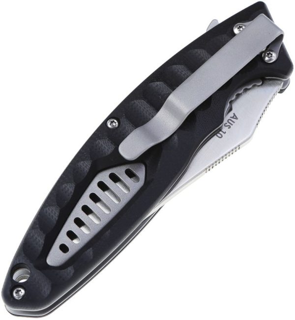 DOTS Gear Regatta Linerlock Black Folding Knife AUS-10A