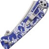 Daggerr Behemoth Slim Crossbar Lock Folding Knife VG-10 Blue FRN