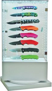LED Rotating Knife Display Case 16 Knife Acrylic Storage