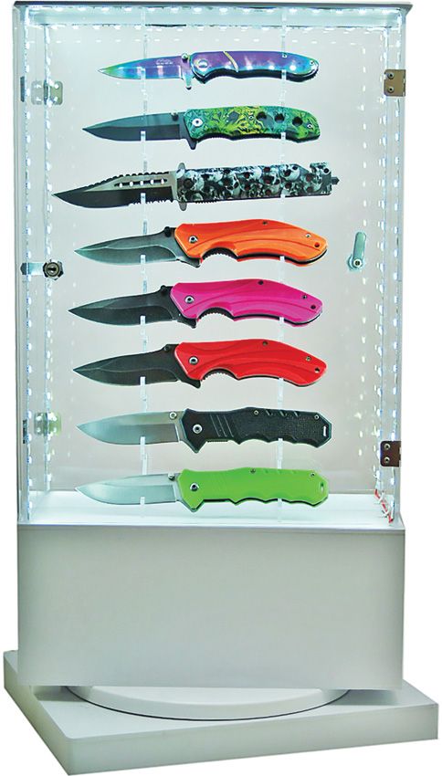 LED Rotating Knife Display Case 16 Knife Acrylic Storage