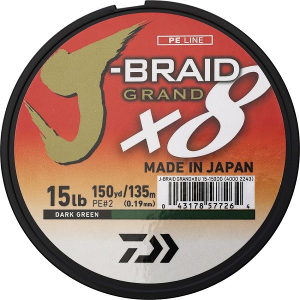 DIAJBGD8U15D.jpg Daiwa J-Braid Grand Line 15lb 150yd Dark Green