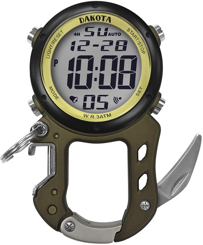 Dakota Zip Clip Digital Watch Green w/ Carabiner