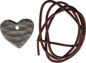 Damascus Heart Pendant 1.75 inches Leather Cord