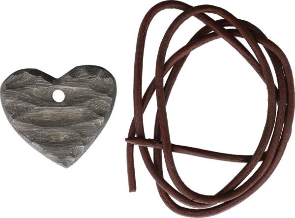 DM021.jpg Damascus Heart Pendant 1.75 inches Leather Cord