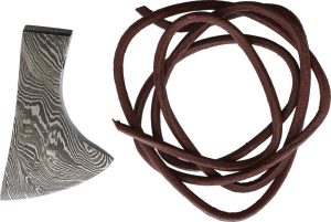 DM023.jpg Damascus Axe Head Pendant 2 inches Leather Cord