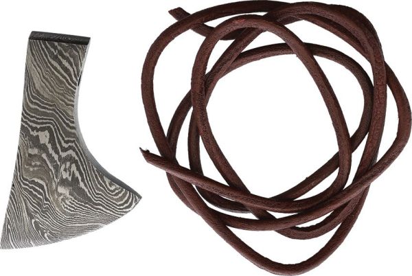 Damascus Axe Head Pendant 2 inches Leather Cord