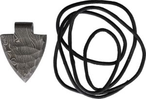 DM026.jpg Damascus Arrowhead Pendant 2 inches Leather Cord