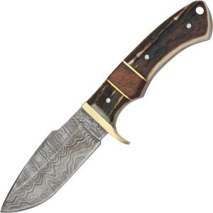 DM1022.jpg Damascus Game Skinner Fixed Blade Knife Damascus Steel Stag