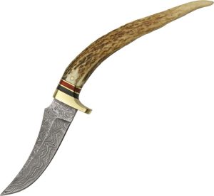 DM1028.jpg Damascus Stag Tip Skinner Fixed Blade Knife 3.1" Damascus Steel