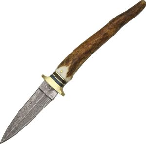 Damascus Boot Knife 8.25 inches Stag Handle