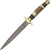 Damascus Commando Dagger Fixed Blade 7.75" Double Edge Stag