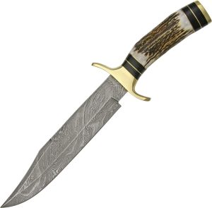 DM1033.jpg Damascus Iron Maiden Bowie Fixed Blade Knife 8.6in Damascus Steel