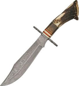 Damascus Crown Stag Hunter Fixed Blade Knife 8.25" Damascus Steel