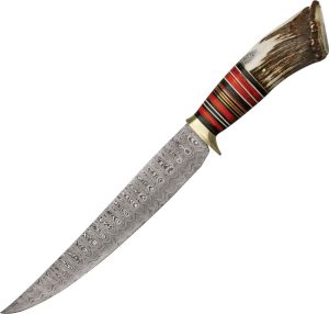 Damascus Crown Bowie 10" Damascus Steel Fixed Blade Knife