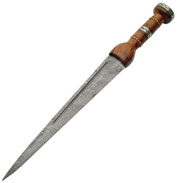 Damascus Dirk 20" Fixed Blade Damascus Steel Double Edge Knife
