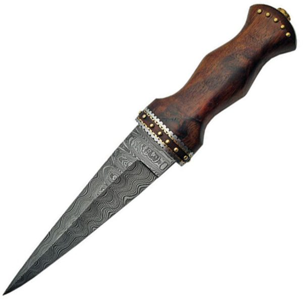 Damascus Sgian Dubh Fixed Blade Dagger 7" Damascus Steel Knife