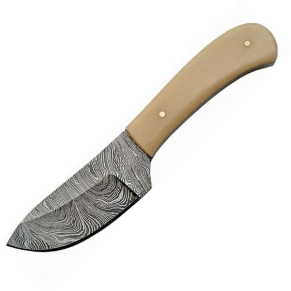 DM1080BO.jpg Damascus Skinner 6 inch White Bone Handle Fixed Blade