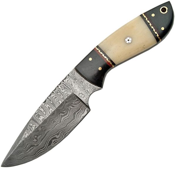 DM1085.jpg Damascus Fixed Blade White Bone 4.6" Damascus Steel Knife