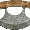 Damascus Ulu Knife 5.5" Damascus Steel Stag Bone Fixed Blade