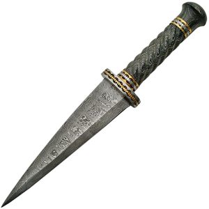 Damascus Dirk Pakkawood Fixed Blade Dagger 7" Double Edge