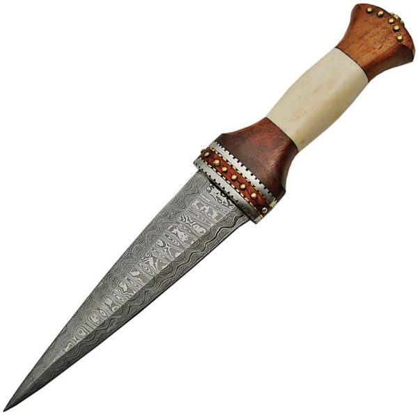 DM1114.jpg Damascus Dirk Bone Handle 7" Damascus Steel Fixed Blade Dagger
