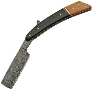 Damascus Razor 4" Damascus Steel Folding Knife Black Walnut