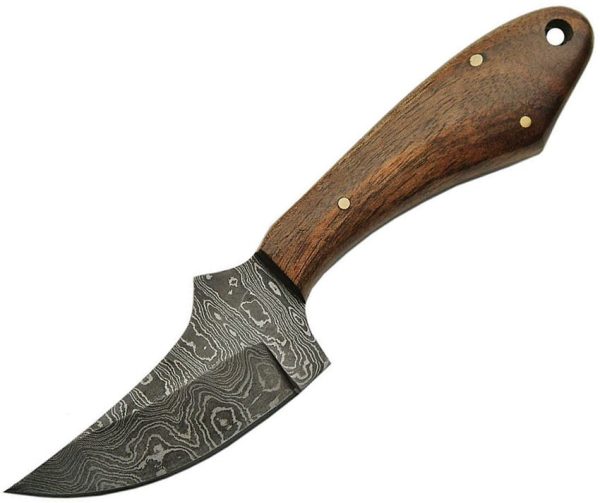 DM1131WN.jpg Damascus Fixed Blade Skinner Brown Wood Handle