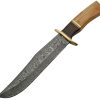 Damascus Olive Wood Bowie Fixed Blade Knife 9.25" Damascus Steel