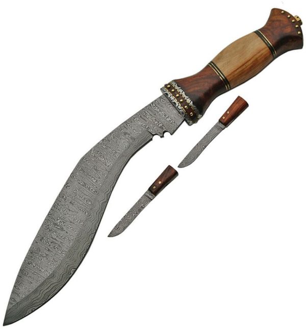Damascus Kukri 12" Damascus Steel Blade Fixed Knife Set