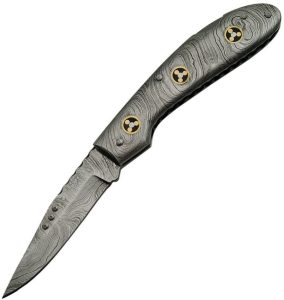 Damascus Mosaic Pins Lockback 3 inch Blade