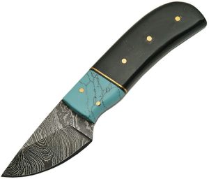 DM1146HN.jpg Damascus Skinner Horn Handle Turquoise Inlay
