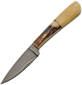 Damascus Fixed Blade Knife 3" Damascus Steel Bone Handle