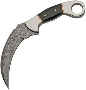DM1177.jpg Damascus Fixed Blade Karambit 4.25" Damascus Steel Horn Handle