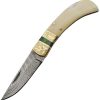 Damascus Lockback Smooth Bone Clip Point Knife