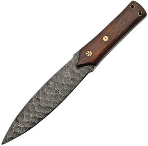 DM1201.jpg Damascus Flint Spear Hunter 6.75" Double Edge Fixed Blade Knife
