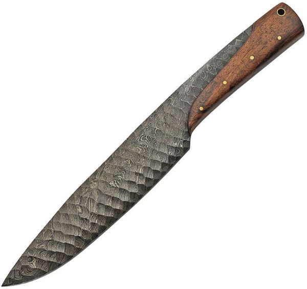 Damascus Flint Fantasy Fixed Blade Knife 7" Damascus Steel Brown Wood