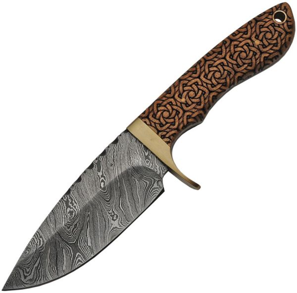 DM1208.jpg Damascus Celtic Knot Hunter 4.25" Damascus Blade Fixed Knife