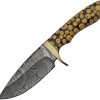 Damascus Fixed Blade Knotted Wood Full Tang Knife