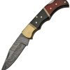 Damascus Lockback Folding Knife Damascus Steel Clip Point Buffalo Horn