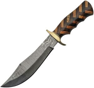 DM1220.jpg Damascus Braided Hunter Walnut Fixed Blade Knife 7.25" Damascus Steel