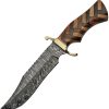 Damascus Bowie Wood 7" Damascus Steel Fixed Blade Knife