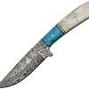 Damascus Hunter Blue Pearl Fixed Blade Knife 4" Damascus Steel
