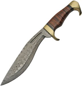 DM1232.jpg Damascus Kukri Stacked Leather Fixed Blade 8" Damascus Steel