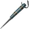 Damascus Hunter Turquoise Fixed Blade Knife, 3" Damascus Steel Blade, Black & Blue Handle w/ Sheath